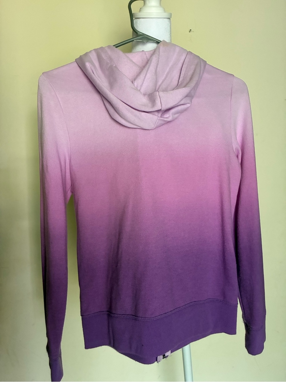 Justice Girls Purple Ombre Full Zip Hoodie Sz 12 Glitter Heart Graphic - Picture 3 of 6